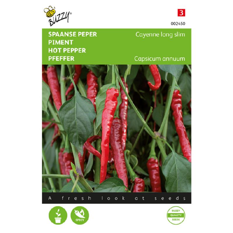 Buzzy - Spaanse Peper zaden Cayenne | 1,5 gram